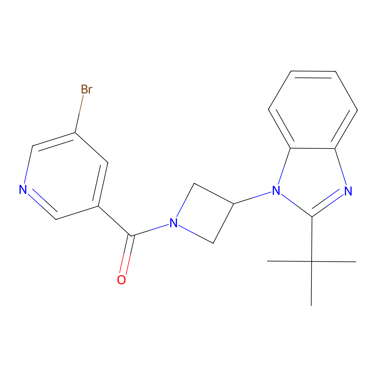1-[1-(5-bromopyridine-3-carbonyl)azetidin-3-yl]-2-tert-butyl-1H-1,3-benzodiazole molecular structure, CAS 2548995-60-2