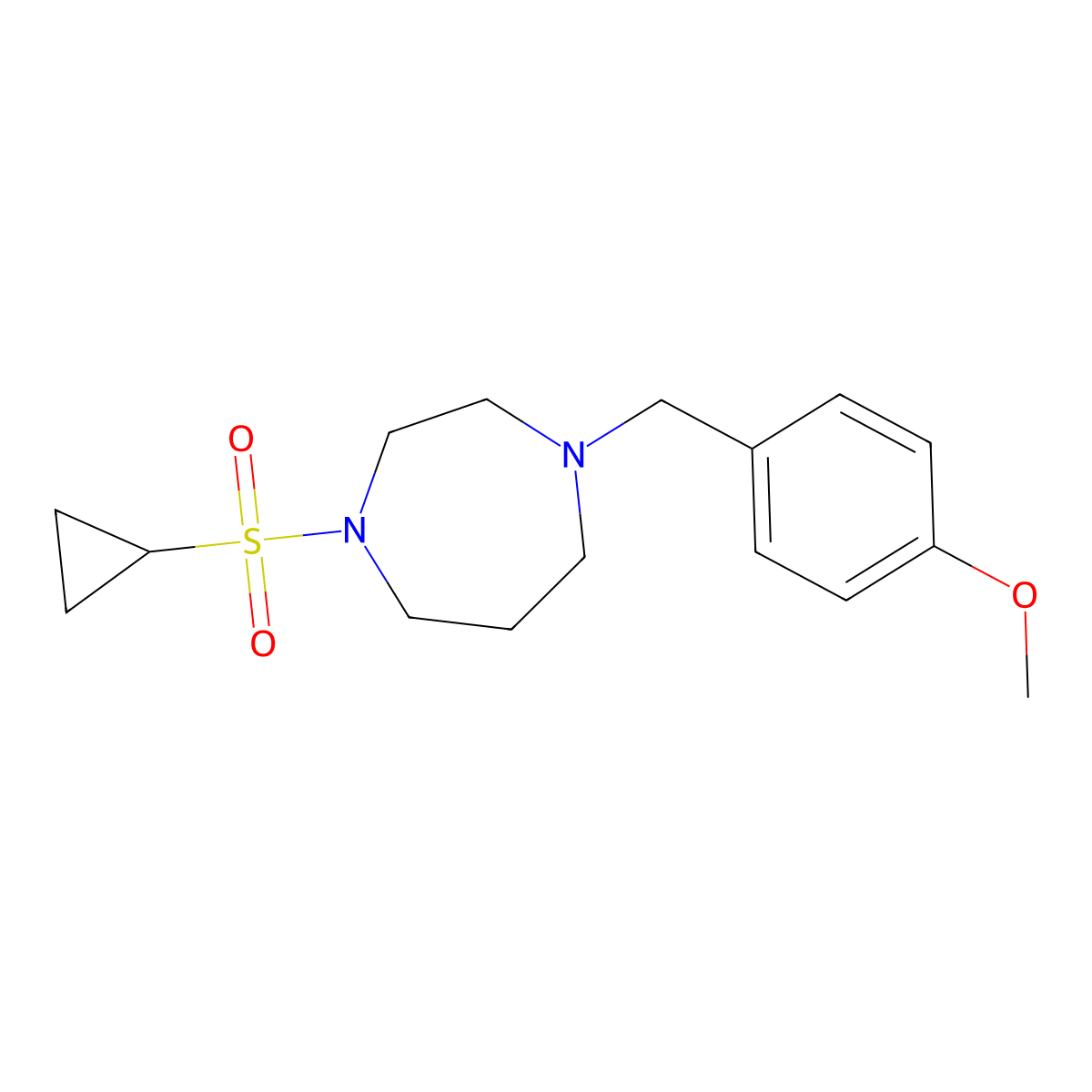 1-(Cyclopropanesulfonyl)-4-[(4-methoxyphenyl)methyl]-1,4-diazepane molecular structure, CAS 2548995-61-3