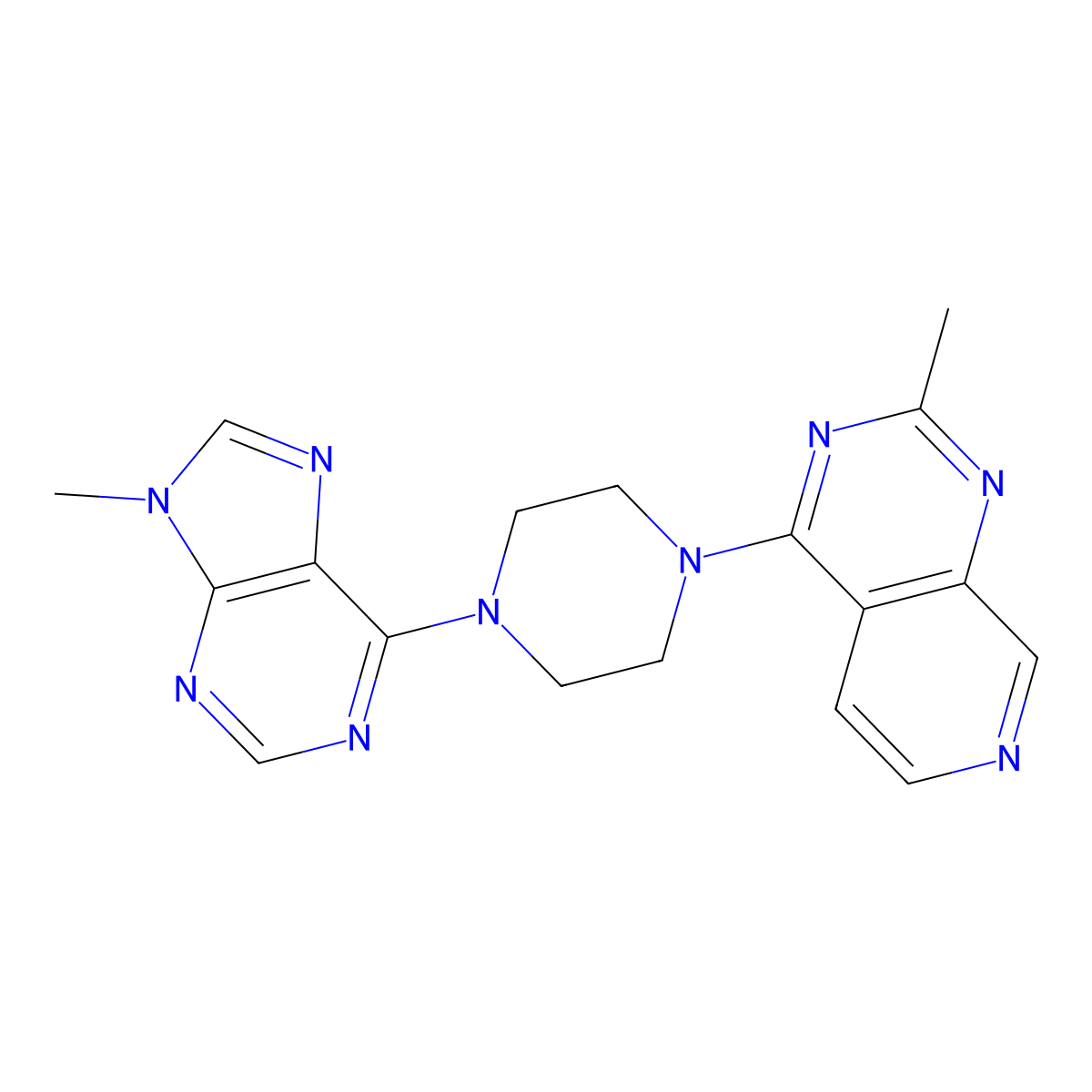 9-methyl-6-(4-{2-methylpyrido[3,4-d]pyrimidin-4-yl}piperazin-1-yl)-9H-purine molecular structure, CAS 2548995-66-8