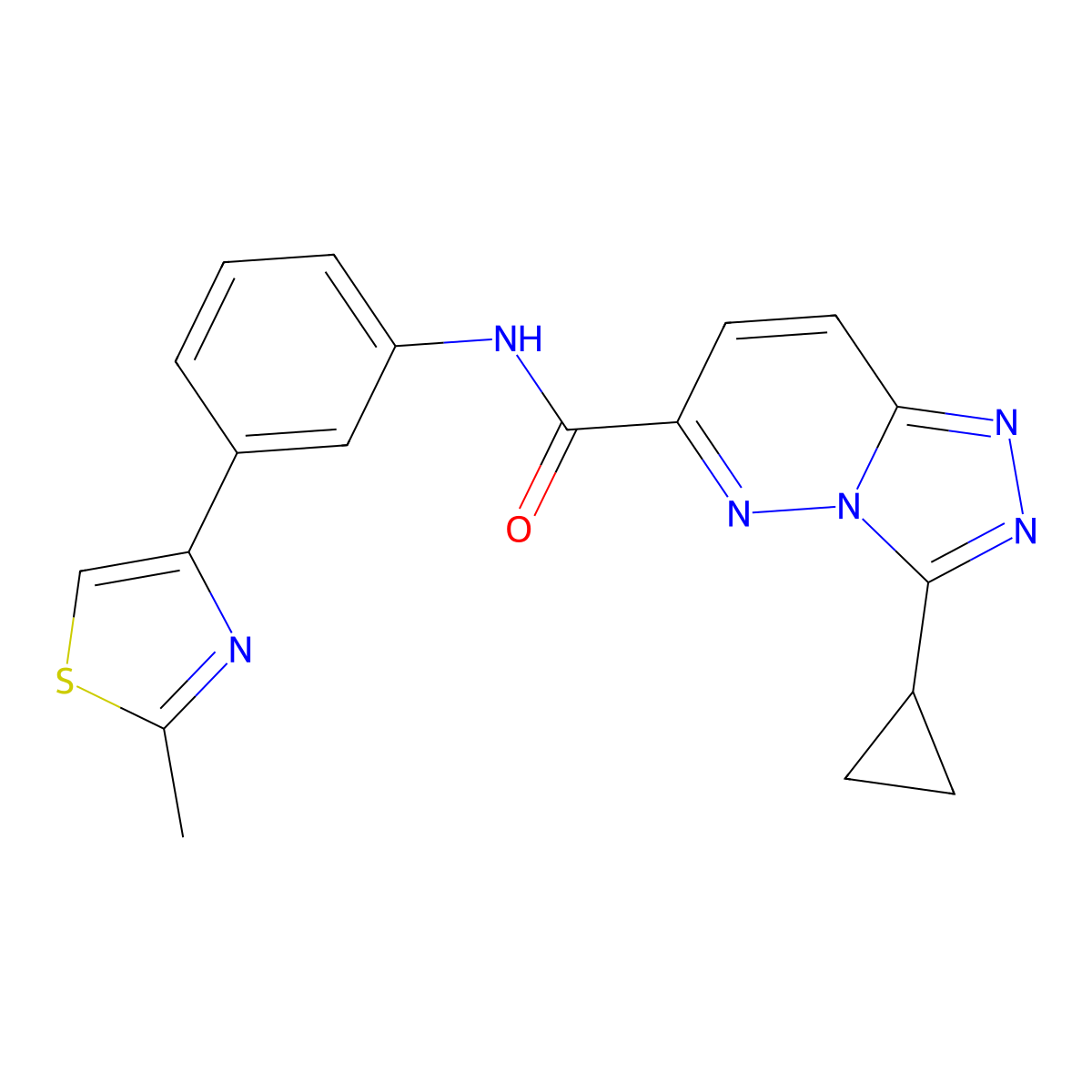 3-cyclopropyl-N-[3-(2-methyl-1,3-thiazol-4-yl)phenyl]-[1,2,4]triazolo[4,3-b]pyridazine-6-carboxamide molecular structure, CAS 2548995-72-6