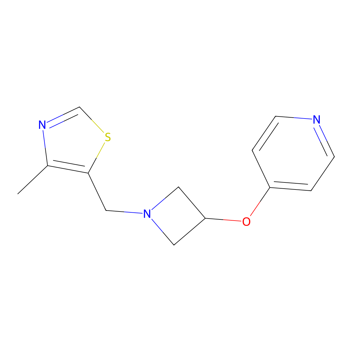 4-({1-[(4-Methyl-1,3-thiazol-5-yl)methyl]azetidin-3-yl}oxy)pyridine molecular structure, CAS 2548995-81-7