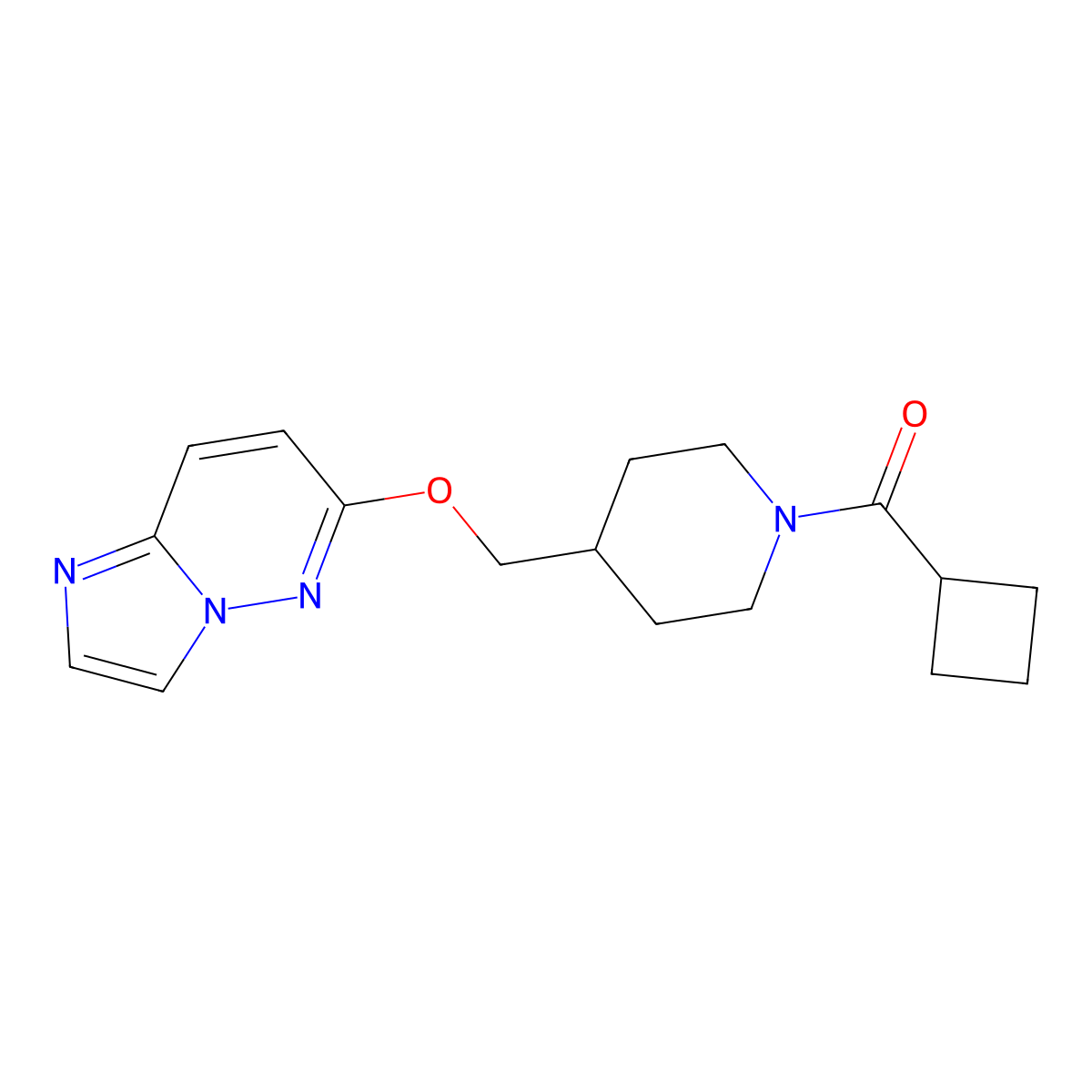 1-Cyclobutanecarbonyl-4-({imidazo[1,2-b]pyridazin-6-yloxy}methyl)piperidine molecular structure, CAS 2548995-86-2