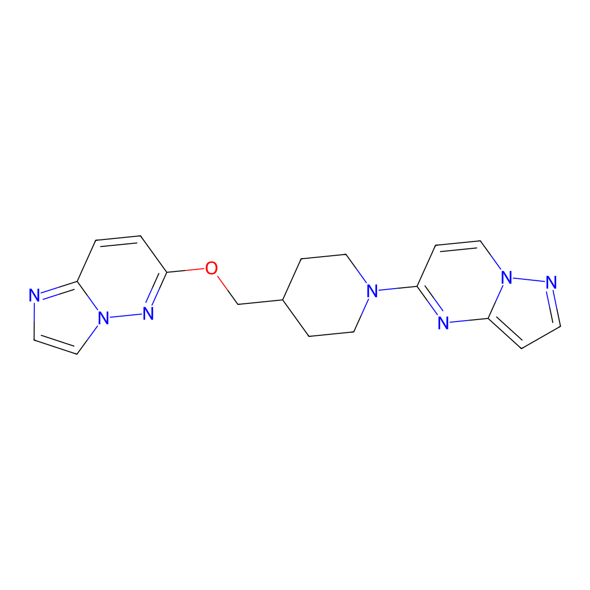 4-({Imidazo[1,2-b]pyridazin-6-yloxy}methyl)-1-{pyrazolo[1,5-a]pyrimidin-5-yl}piperidine molecular structure, CAS 2548995-93-1
