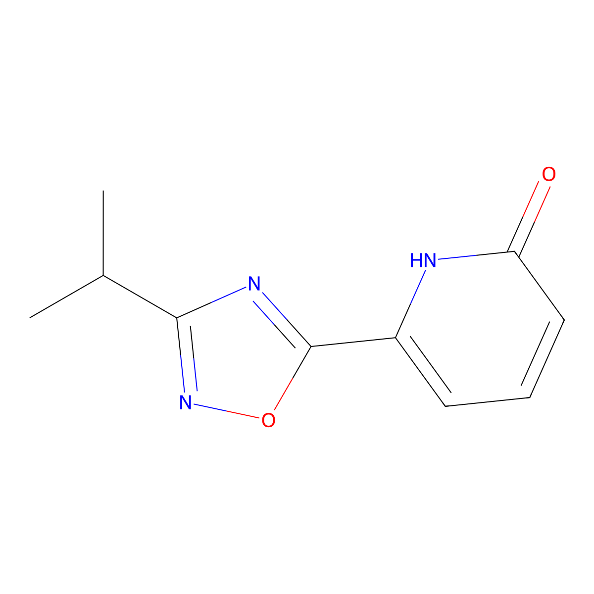 6-[3-(Propan-2-yl)-1,2,4-oxadiazol-5-yl]-1,2-dihydropyridin-2-one molecular structure, CAS 2548995-94-2