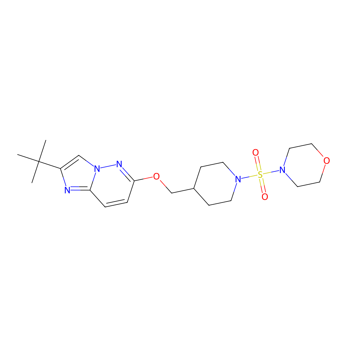4-({4-[({2-Tert-butylimidazo[1,2-b]pyridazin-6-yl}oxy)methyl]piperidin-1-yl}sulfonyl)morpholine molecular structure, CAS 2548995-95-3