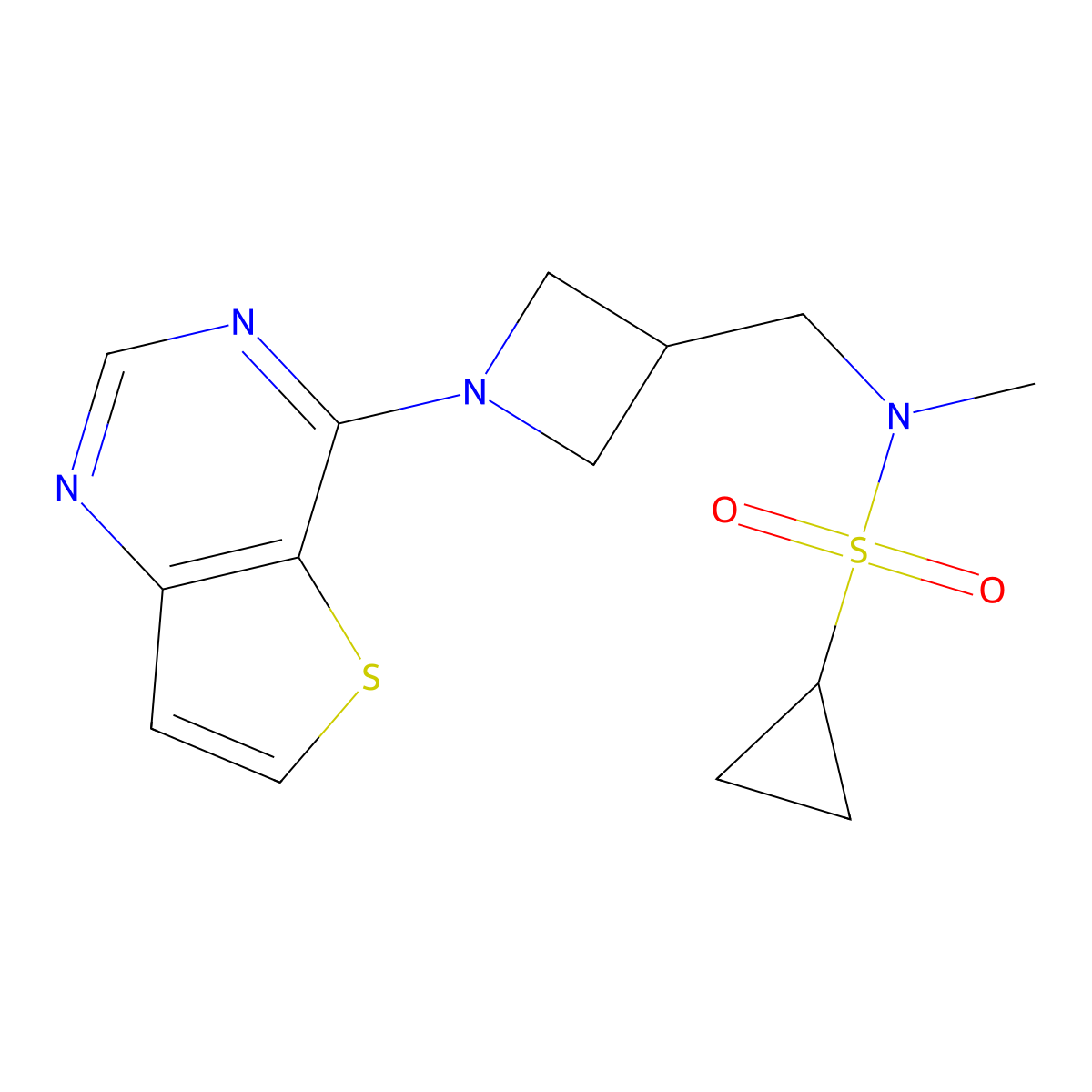 N-methyl-N-[(1-{thieno[3,2-d]pyrimidin-4-yl}azetidin-3-yl)methyl]cyclopropanesulfonamide molecular structure, CAS 2548995-96-4