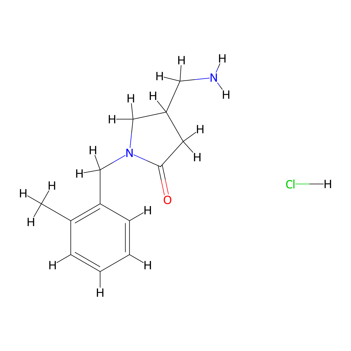 4-(Aminomethyl)-1-[(2-methylphenyl)methyl]pyrrolidin-2-one hydrochloride molecular structure, CAS 2548995-98-6