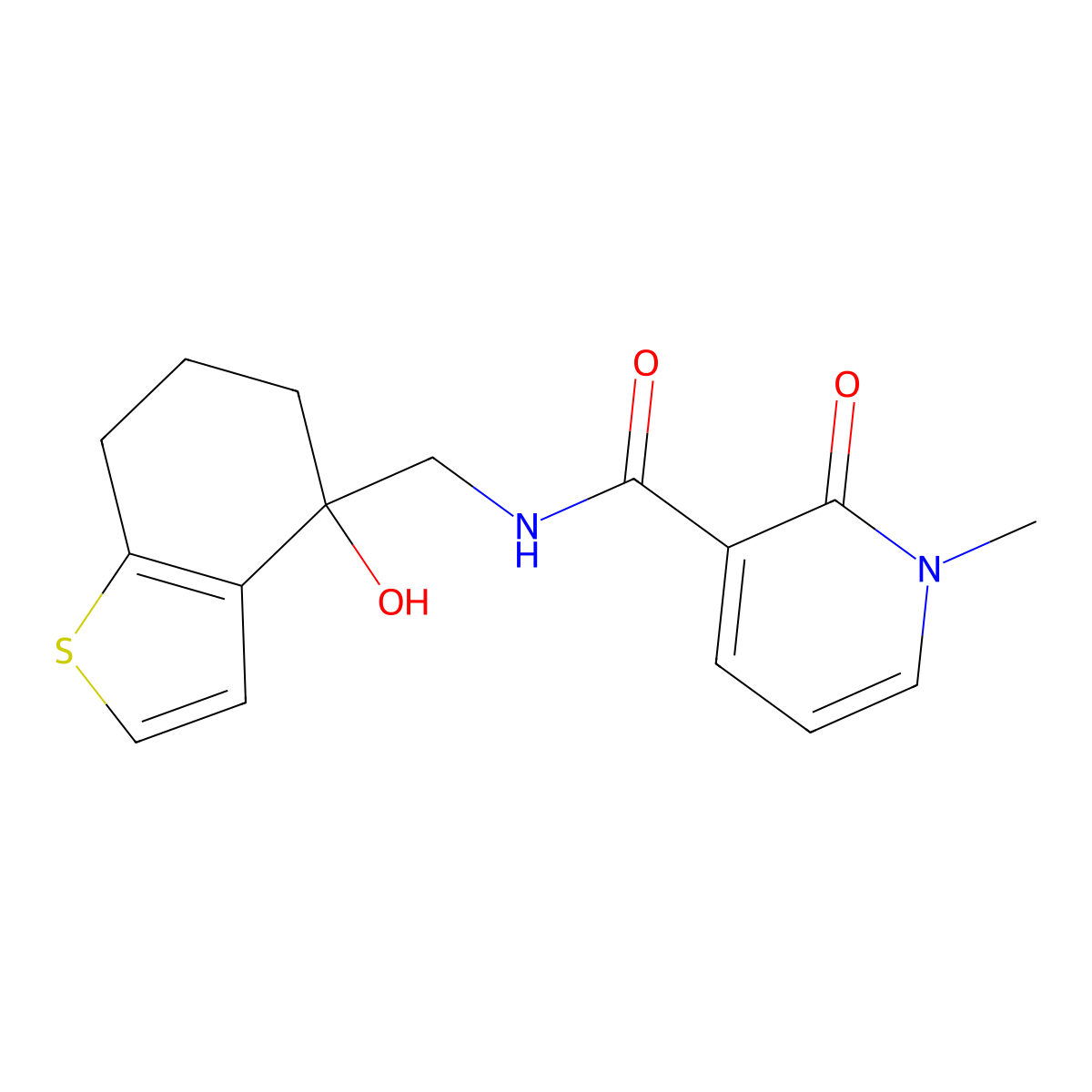 N-[(4-hydroxy-4,5,6,7-tetrahydro-1-benzothiophen-4-yl)methyl]-1-methyl-2-oxo-1,2-dihydropyridine-3-carboxamide molecular structure, CAS 2548996-00-3