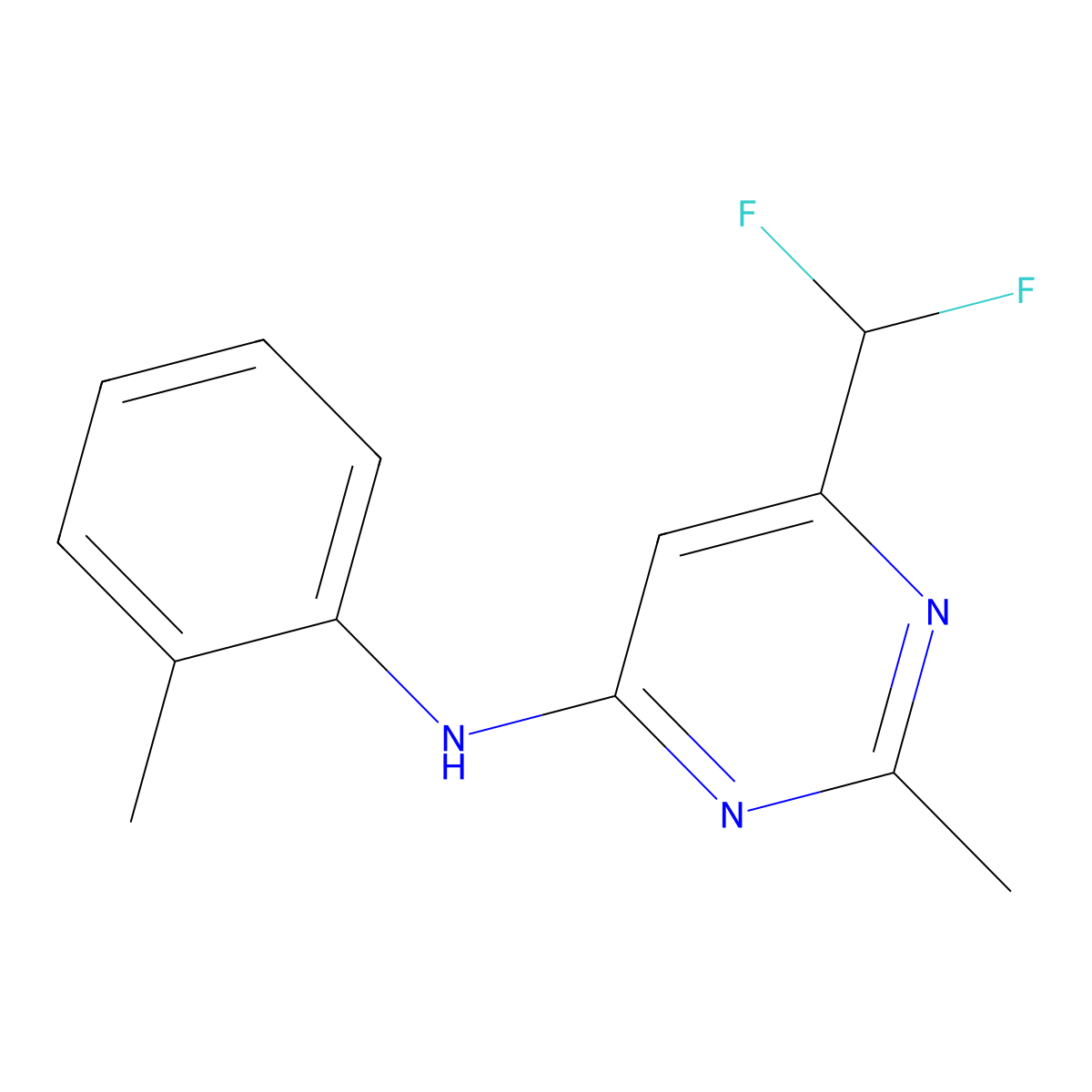 6-(difluoromethyl)-2-methyl-N-(2-methylphenyl)pyrimidin-4-amine molecular structure, CAS 2548996-01-4