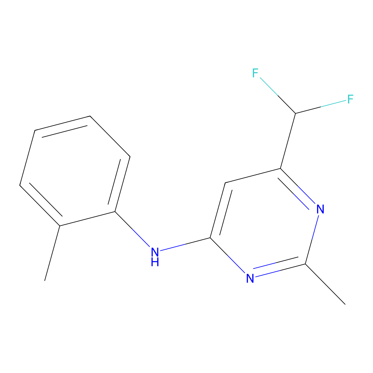 6-(difluoromethyl)-2-methyl-N-(2-methylphenyl)pyrimidin-4-amine molecular structure, CAS 2548996-01-4
