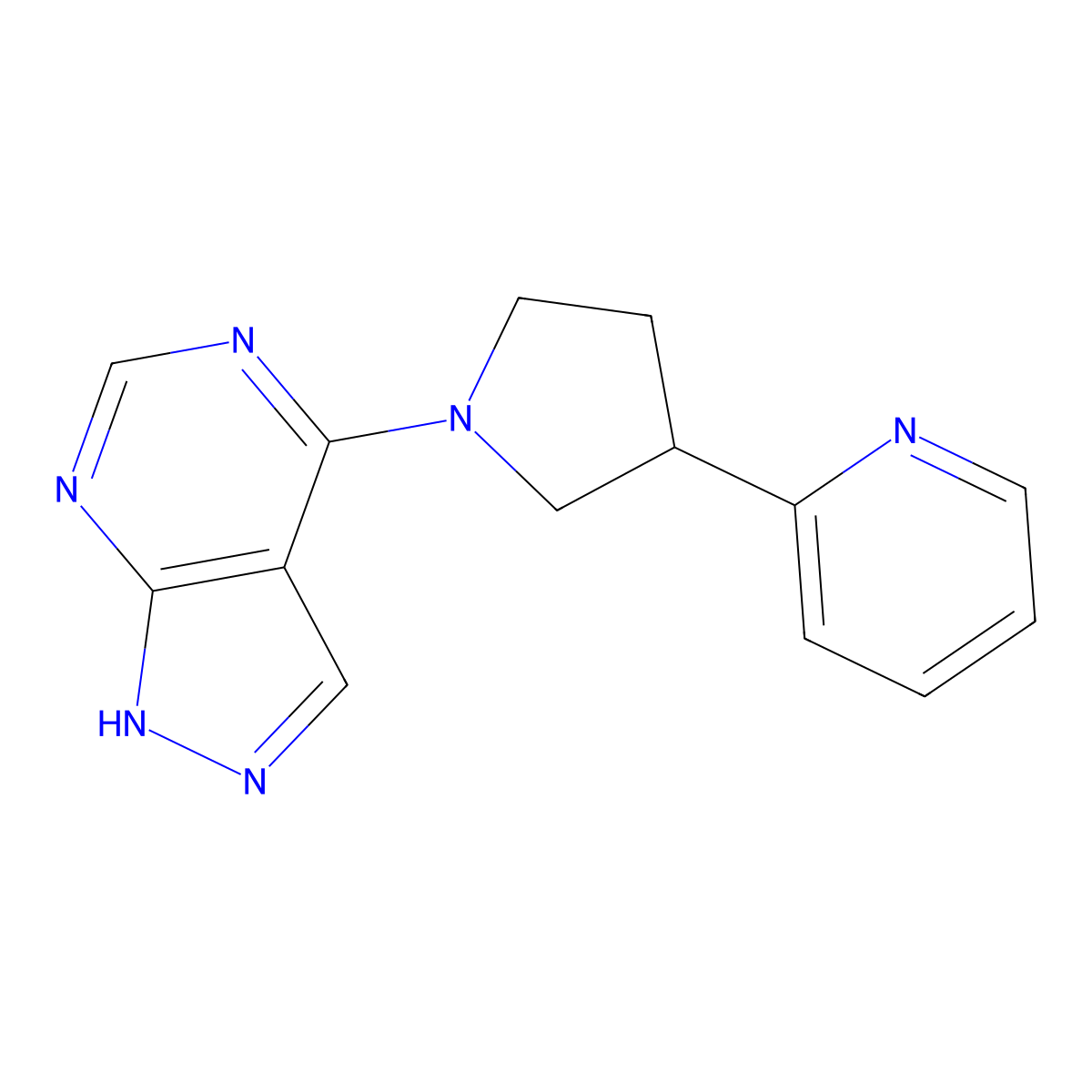 2-(1-{1H-pyrazolo[3,4-d]pyrimidin-4-yl}pyrrolidin-3-yl)pyridine molecular structure, CAS 2548996-03-6