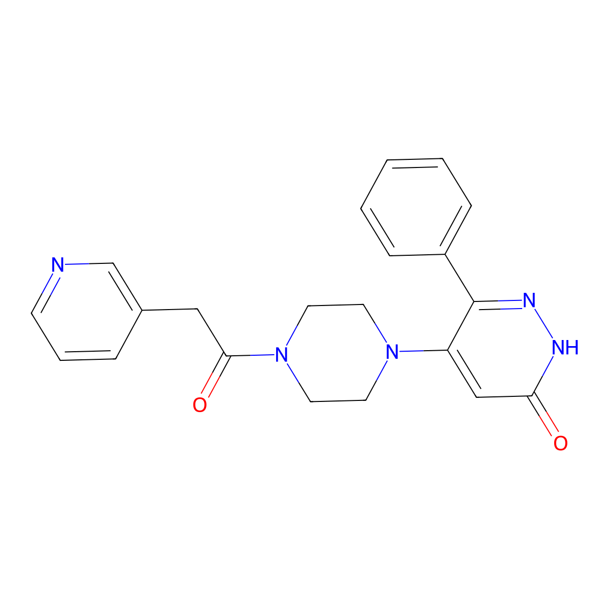 6-Phenyl-5-{4-[2-(pyridin-3-yl)acetyl]piperazin-1-yl}-2,3-dihydropyridazin-3-one molecular structure, CAS 2548996-07-0
