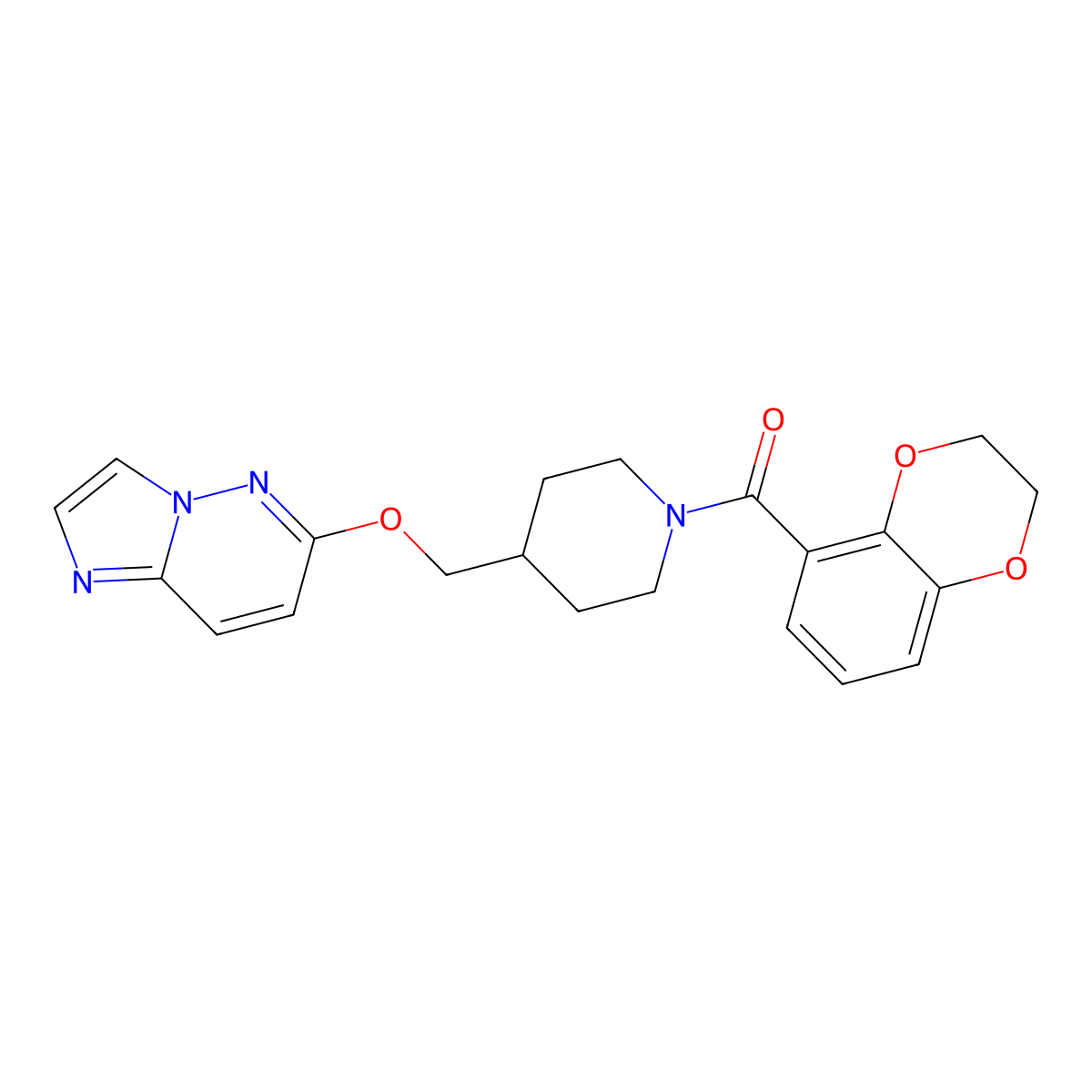 1-(2,3-Dihydro-1,4-benzodioxine-5-carbonyl)-4-({imidazo[1,2-b]pyridazin-6-yloxy}methyl)piperidine molecular structure, CAS 2548996-15-0