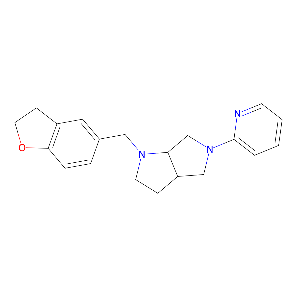 2-{1-[(2,3-Dihydro-1-benzofuran-5-yl)methyl]-octahydropyrrolo[2,3-c]pyrrol-5-yl}pyridine molecular structure, CAS 2548996-19-4
