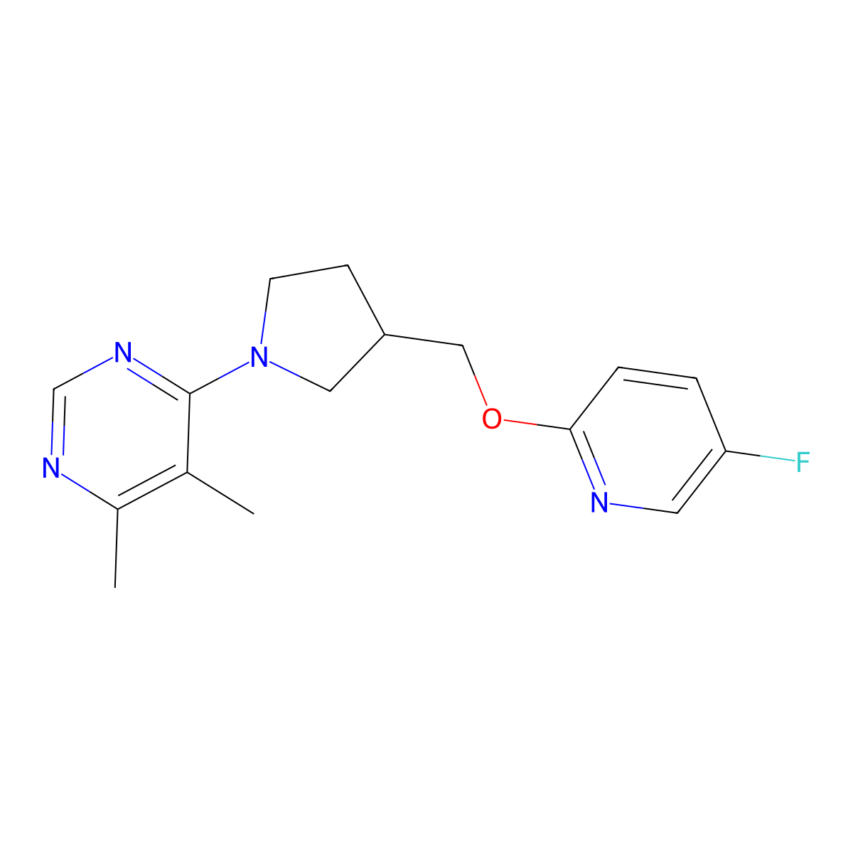 4-(3-{[(5-Fluoropyridin-2-yl)oxy]methyl}pyrrolidin-1-yl)-5,6-dimethylpyrimidine molecular structure, CAS 2548996-20-7