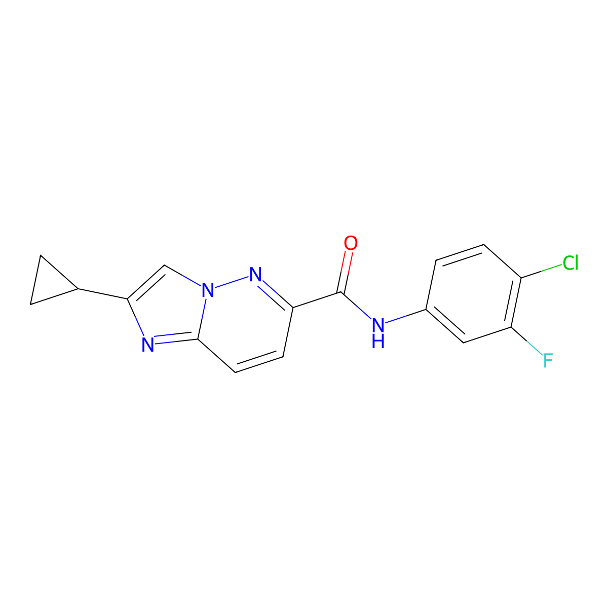 N-(4-chloro-3-fluorophenyl)-2-cyclopropylimidazo[1,2-b]pyridazine-6-carboxamide molecular structure, CAS 2548996-21-8