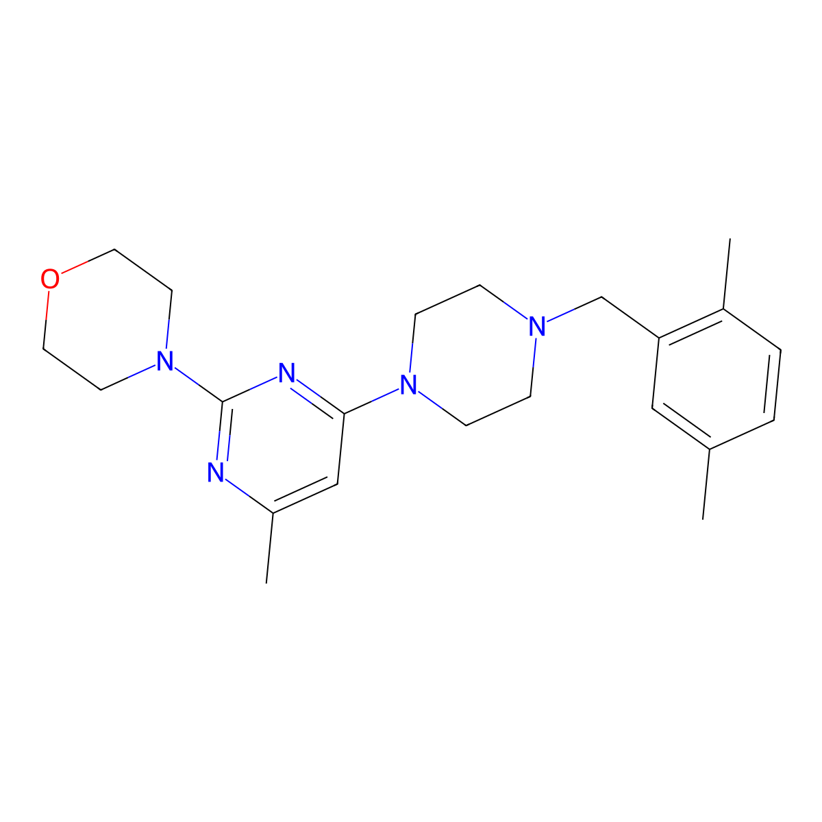 4-(4-{4-[(2,5-Dimethylphenyl)methyl]piperazin-1-yl}-6-methylpyrimidin-2-yl)morpholine molecular structure, CAS 2548996-22-9