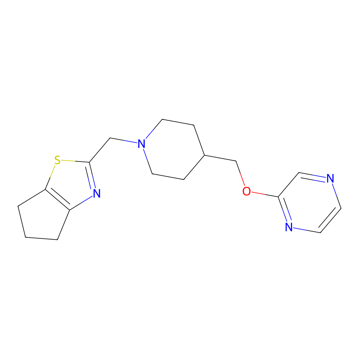 2-{[1-({4H,5H,6H-cyclopenta[d][1,3]thiazol-2-yl}methyl)piperidin-4-yl]methoxy}pyrazine molecular structure, CAS 2548996-23-0