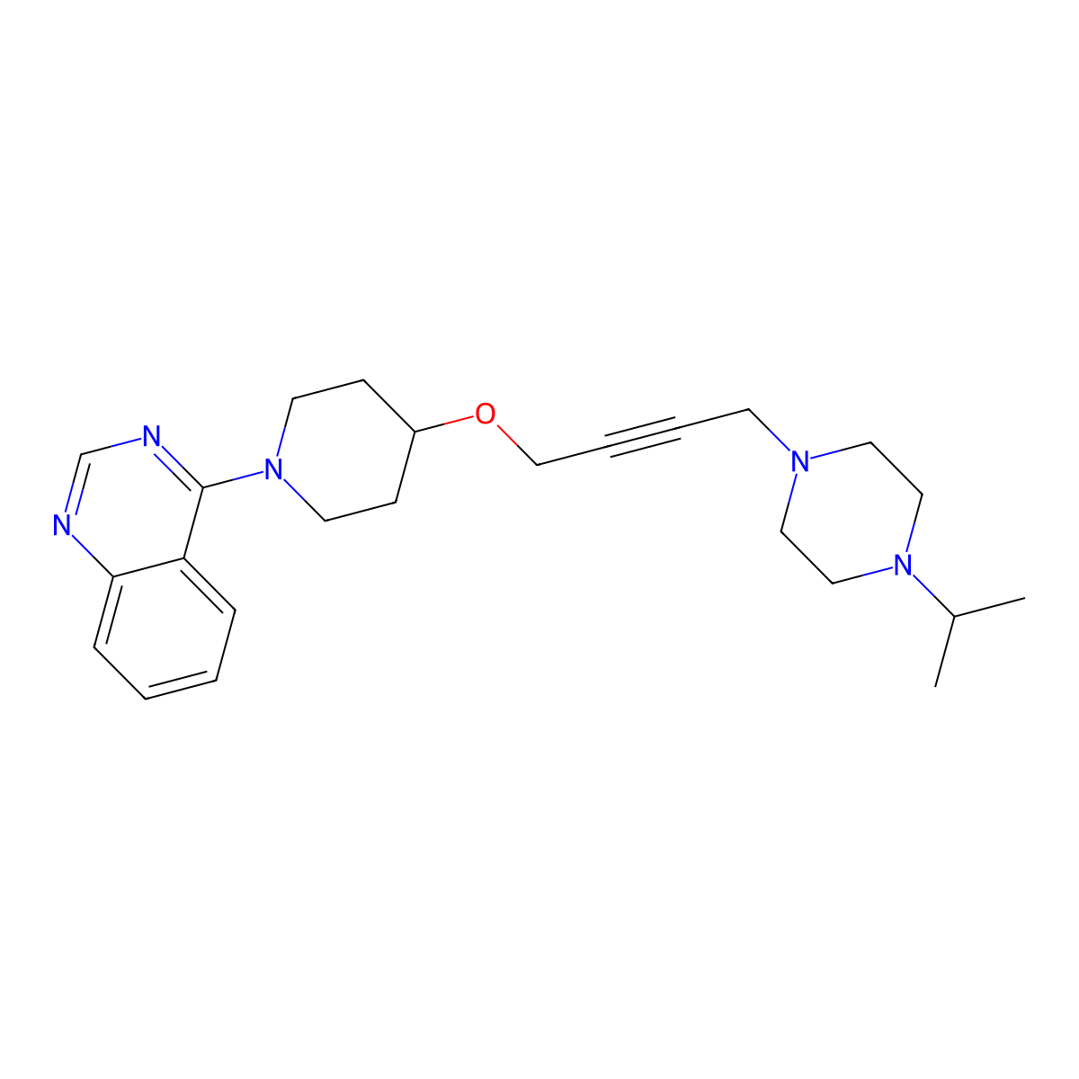 4-[4-({4-[4-(Propan-2-yl)piperazin-1-yl]but-2-yn-1-yl}oxy)piperidin-1-yl]quinazoline molecular structure, CAS 2548996-27-4