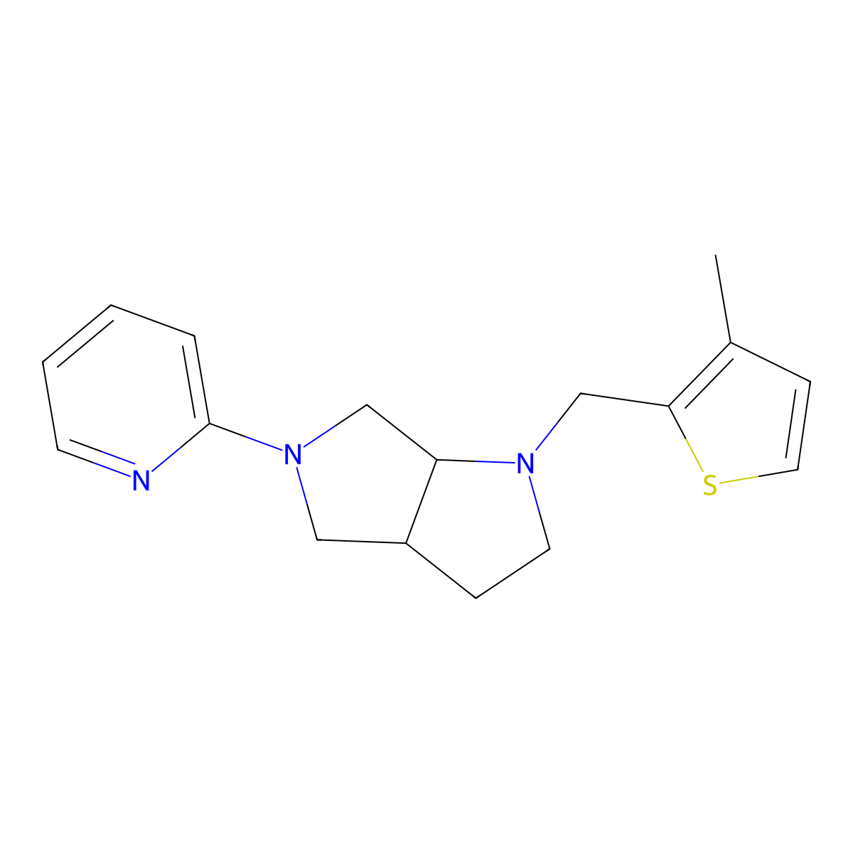 2-{1-[(3-Methylthiophen-2-yl)methyl]-octahydropyrrolo[2,3-c]pyrrol-5-yl}pyridine molecular structure, CAS 2548996-28-5