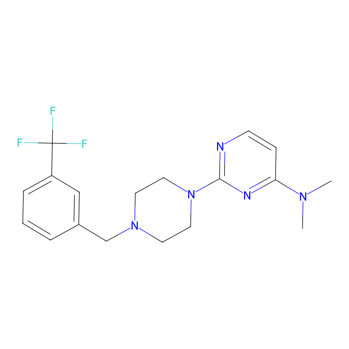 N,N-dimethyl-2-(4-{[3-(trifluoromethyl)phenyl]methyl}piperazin-1-yl)pyrimidin-4-amine molecular structure, CAS 2548996-30-9