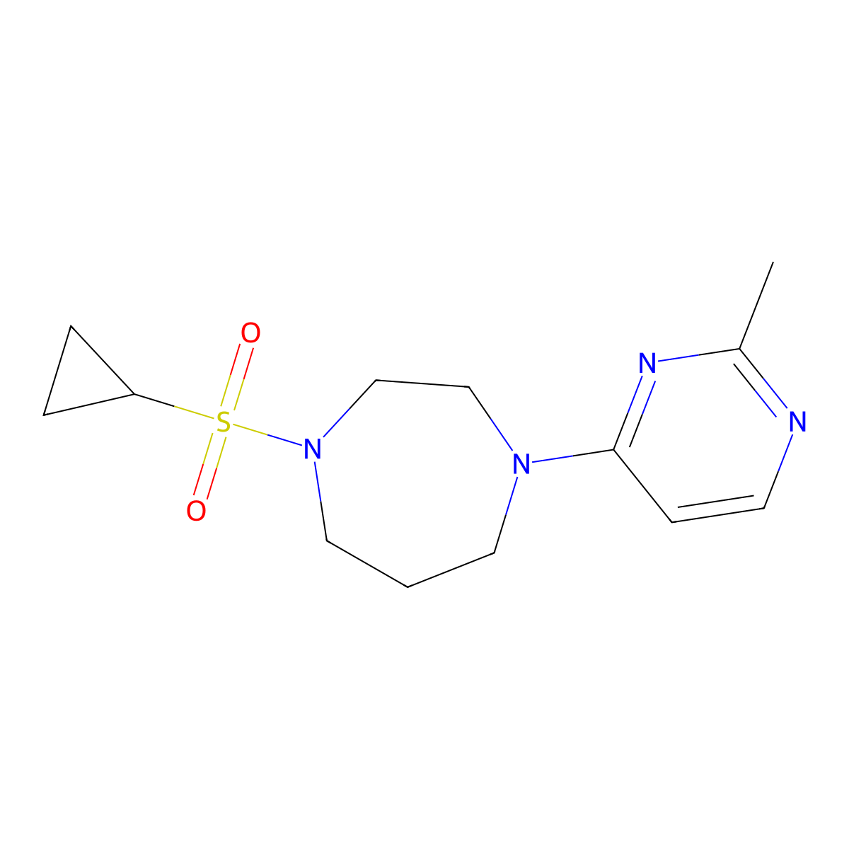 1-(Cyclopropanesulfonyl)-4-(2-methylpyrimidin-4-yl)-1,4-diazepane molecular structure, CAS 2548996-34-3