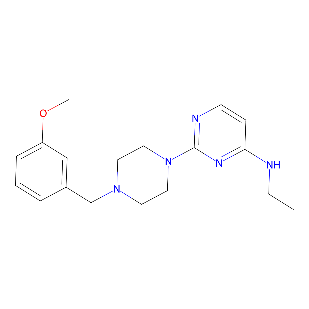 N-ethyl-2-{4-[(3-methoxyphenyl)methyl]piperazin-1-yl}pyrimidin-4-amine molecular structure, CAS 2548996-39-8
