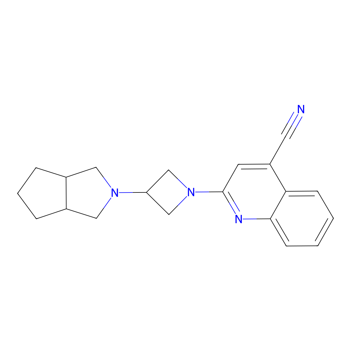 2-(3-{Octahydrocyclopenta[c]pyrrol-2-yl}azetidin-1-yl)quinoline-4-carbonitrile molecular structure, CAS 2548996-41-2