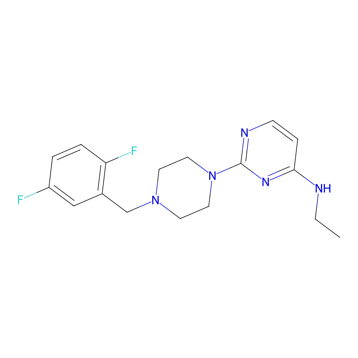 2-{4-[(2,5-difluorophenyl)methyl]piperazin-1-yl}-N-ethylpyrimidin-4-amine molecular structure, CAS 2548996-42-3