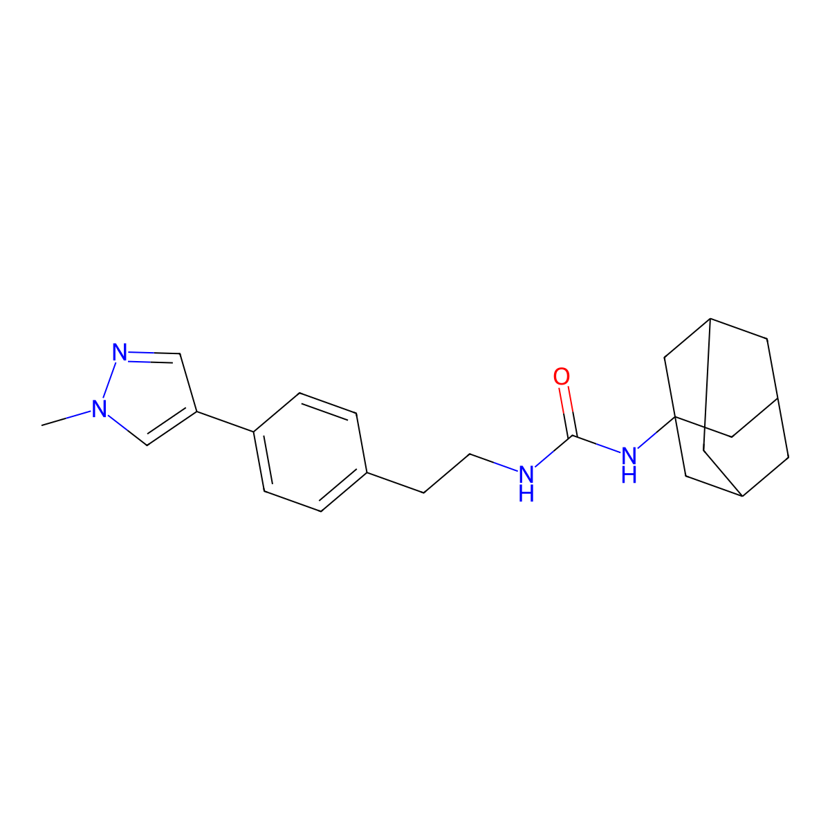 3-(adamantan-1-yl)-1-{2-[4-(1-methyl-1H-pyrazol-4-yl)phenyl]ethyl}urea molecular structure, CAS 2548996-45-6