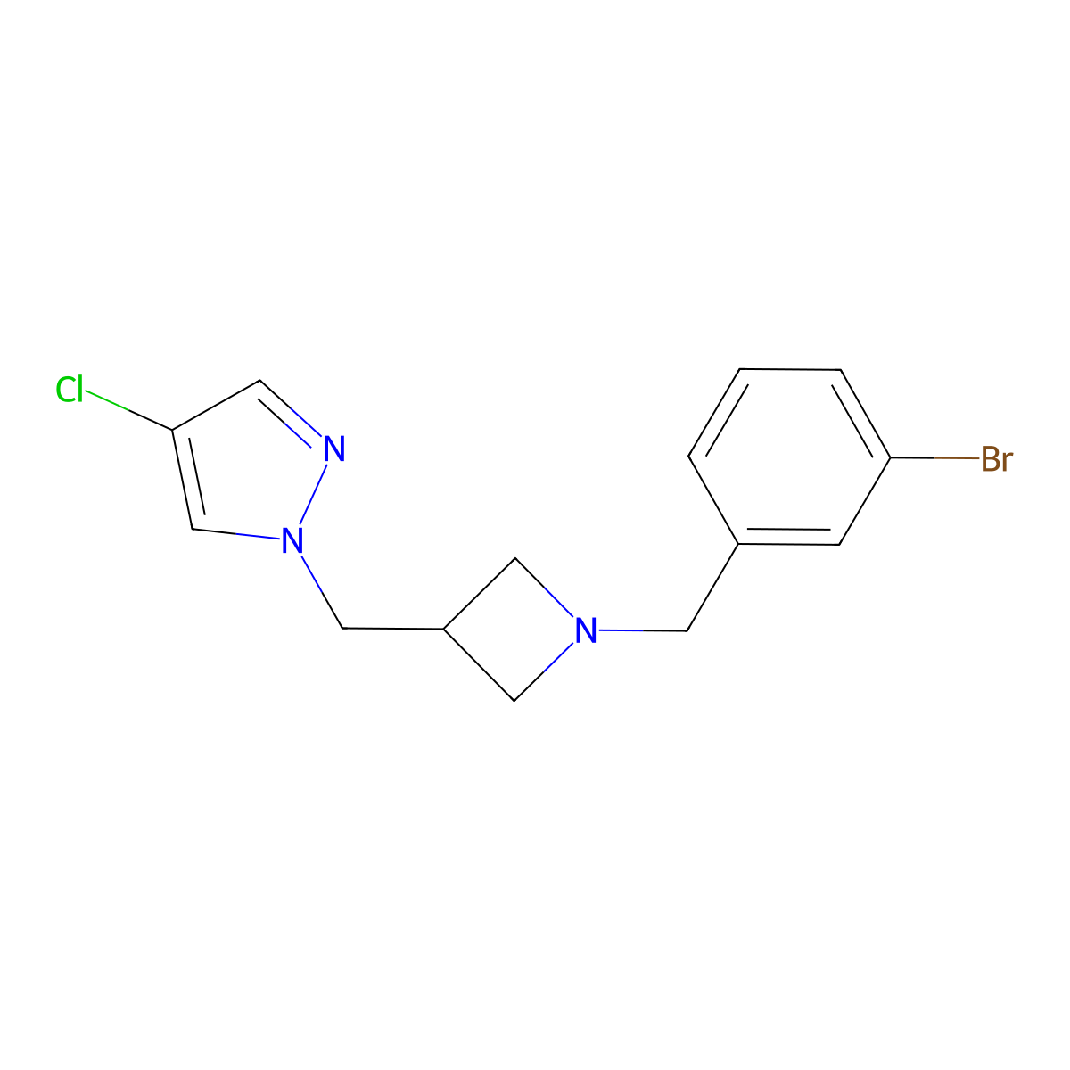 1-({1-[(3-bromophenyl)methyl]azetidin-3-yl}methyl)-4-chloro-1H-pyrazole molecular structure, CAS 2548996-46-7