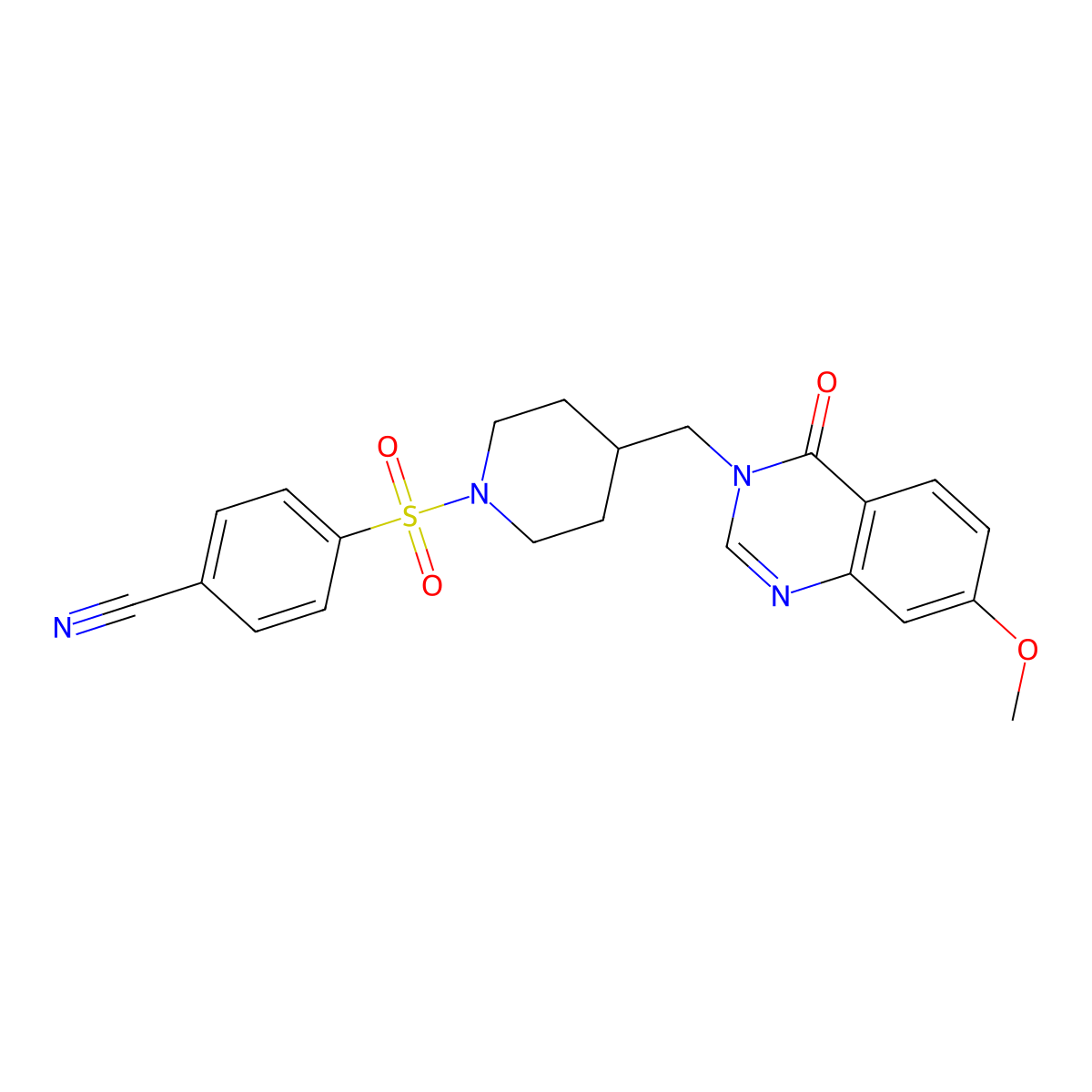 4-({4-[(7-Methoxy-4-oxo-3,4-dihydroquinazolin-3-yl)methyl]piperidin-1-yl}sulfonyl)benzonitrile molecular structure, CAS 2548996-69-4