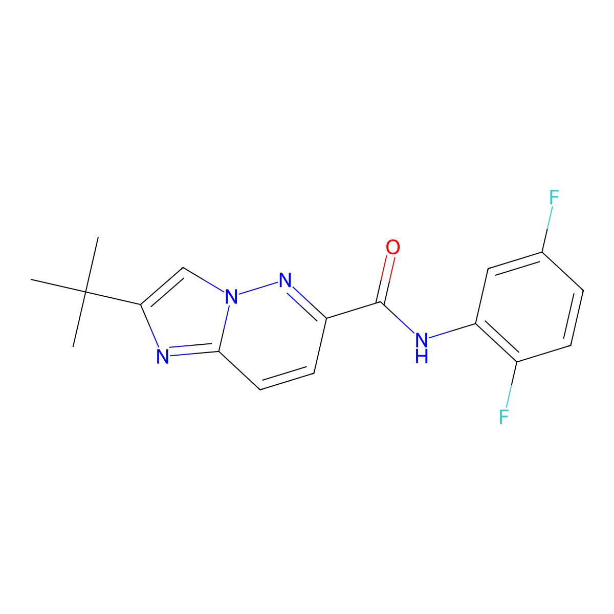 2-tert-butyl-N-(2,5-difluorophenyl)imidazo[1,2-b]pyridazine-6-carboxamide molecular structure, CAS 2548996-70-7