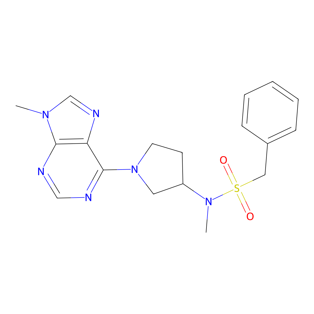 N-methyl-N-[1-(9-methyl-9H-purin-6-yl)pyrrolidin-3-yl]-1-phenylmethanesulfonamide molecular structure, CAS 2548996-71-8