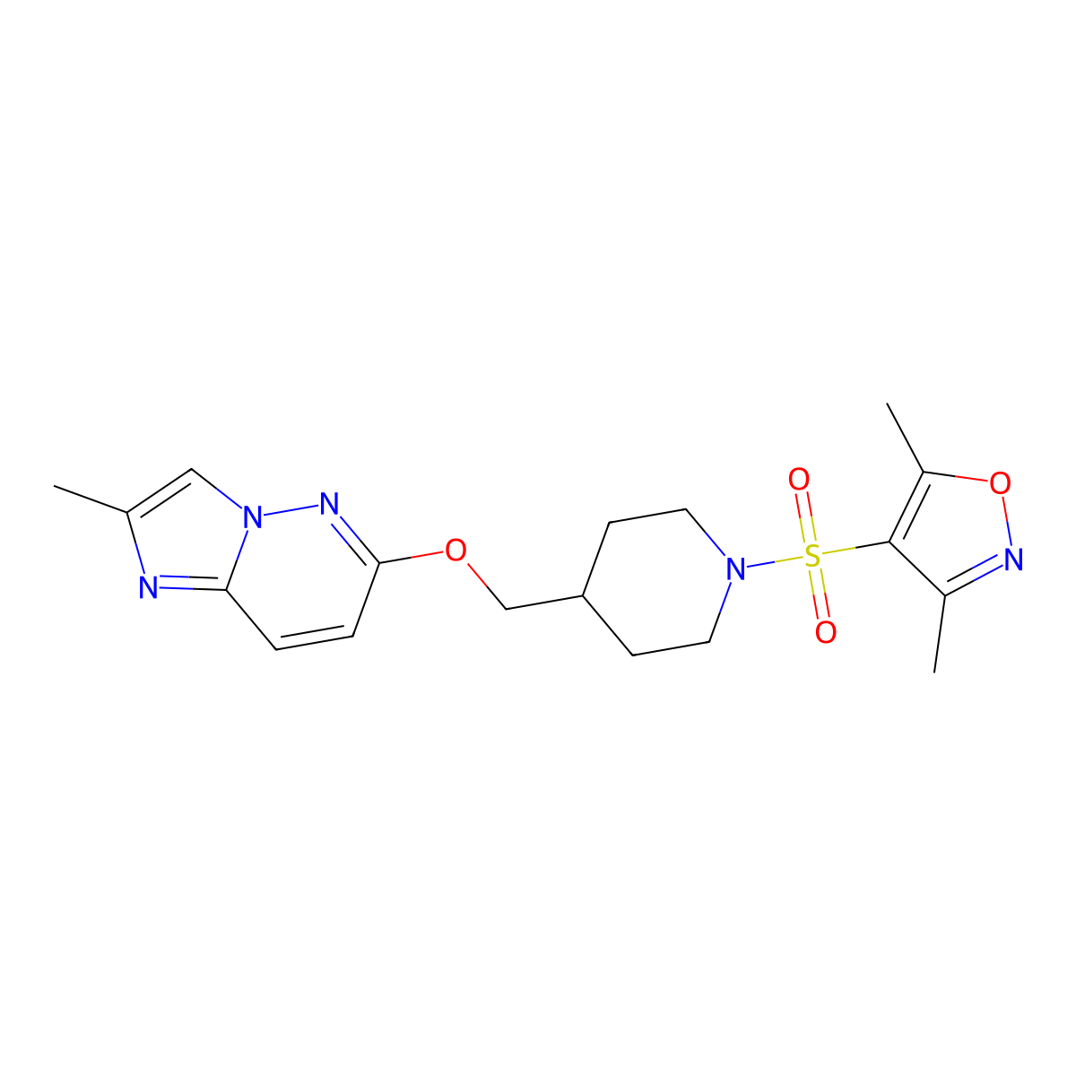 1-[(3,5-Dimethyl-1,2-oxazol-4-yl)sulfonyl]-4-[({2-methylimidazo[1,2-b]pyridazin-6-yl}oxy)methyl]piperidine molecular structure, CAS 2548996-76-3