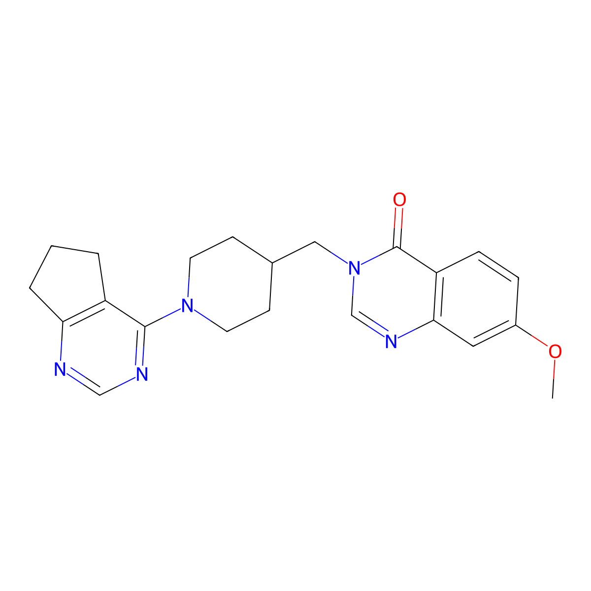 3-[(1-{5H,6H,7H-cyclopenta[d]pyrimidin-4-yl}piperidin-4-yl)methyl]-7-methoxy-3,4-dihydroquinazolin-4-one molecular structure, CAS 2548996-88-7