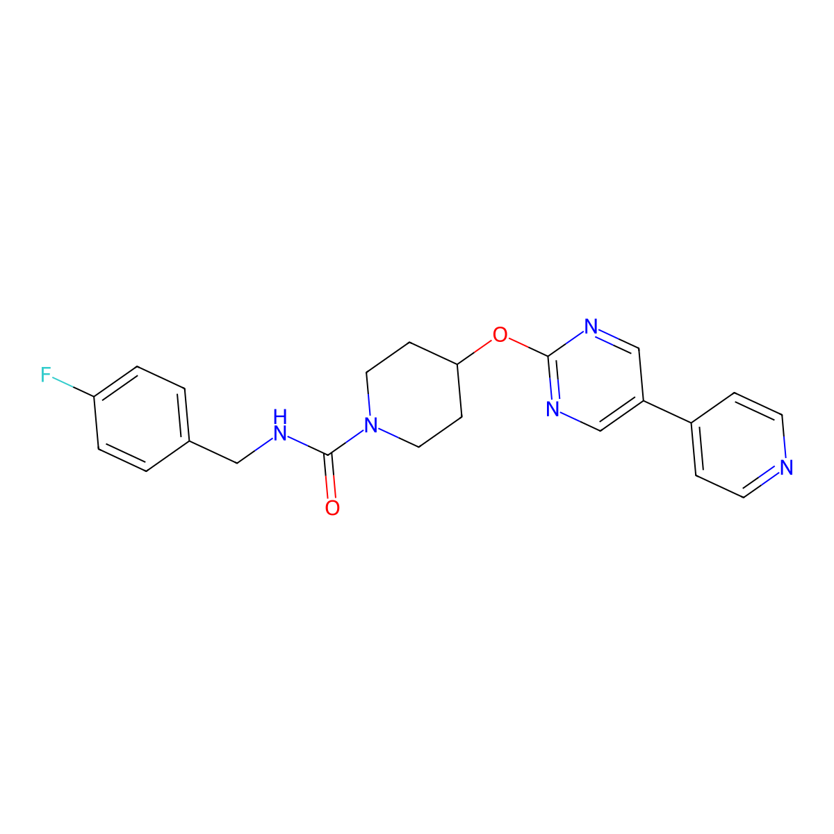 N-[(4-fluorophenyl)methyl]-4-{[5-(pyridin-4-yl)pyrimidin-2-yl]oxy}piperidine-1-carboxamide molecular structure, CAS 2548997-01-7