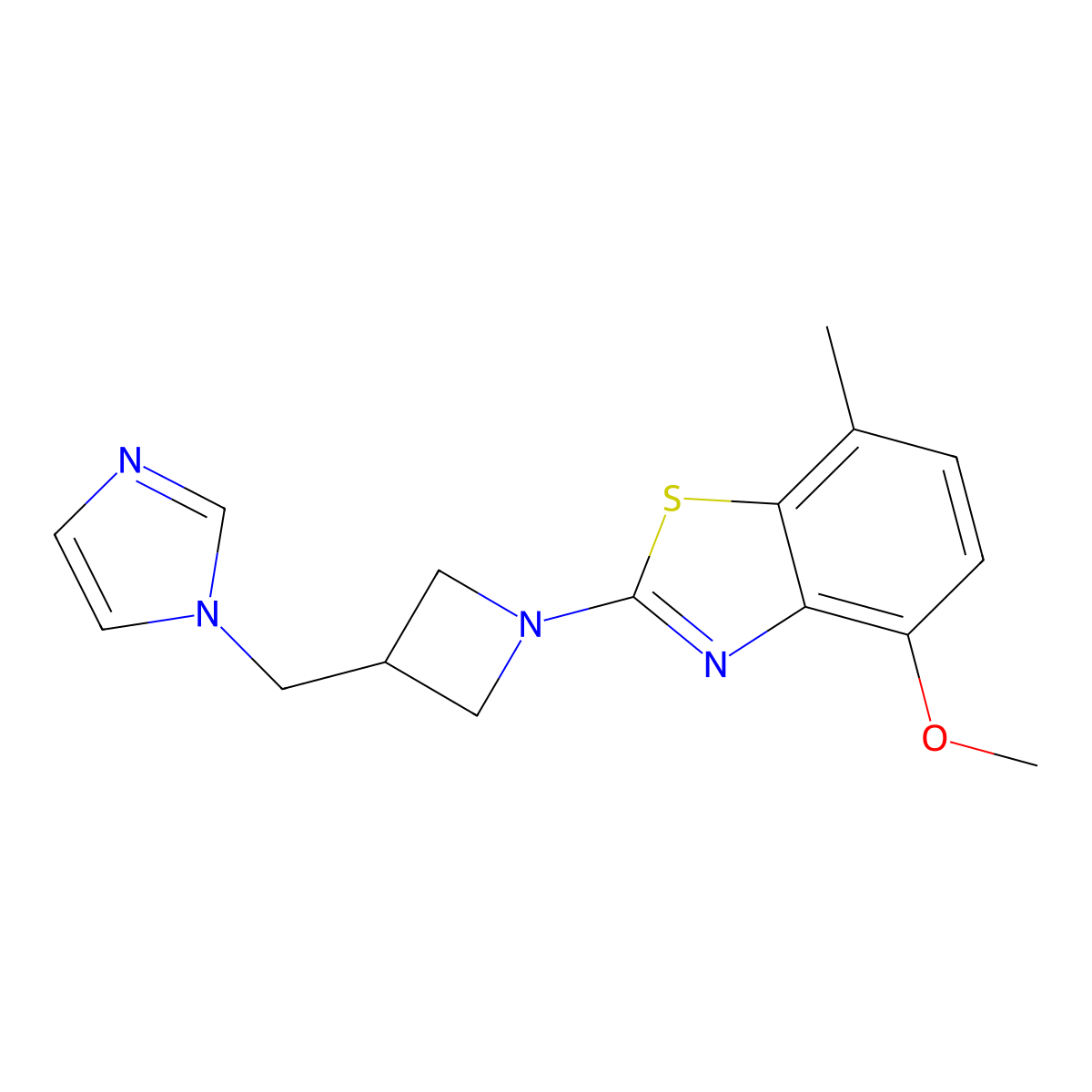 2-{3-[(1H-imidazol-1-yl)methyl]azetidin-1-yl}-4-methoxy-7-methyl-1,3-benzothiazole molecular structure, CAS 2548997-04-0
