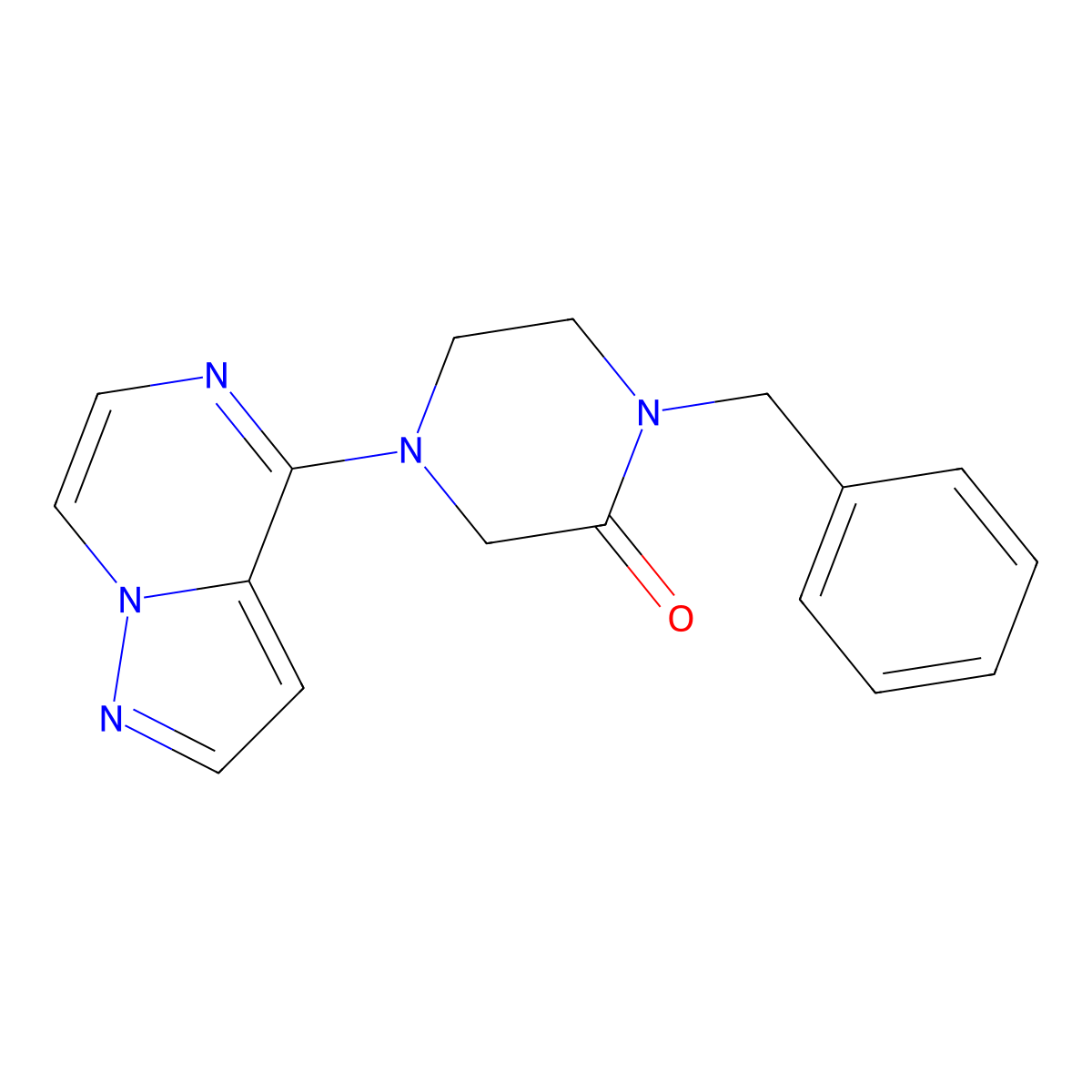 1-Benzyl-4-{pyrazolo[1,5-a]pyrazin-4-yl}piperazin-2-one molecular structure, CAS 2548997-05-1