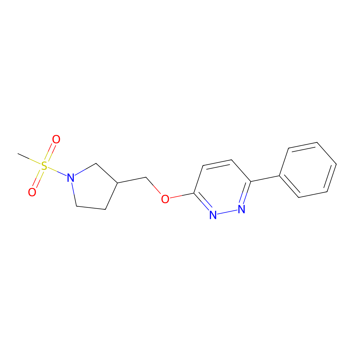 3-[(1-Methanesulfonylpyrrolidin-3-yl)methoxy]-6-phenylpyridazine molecular structure, CAS 2548997-09-5