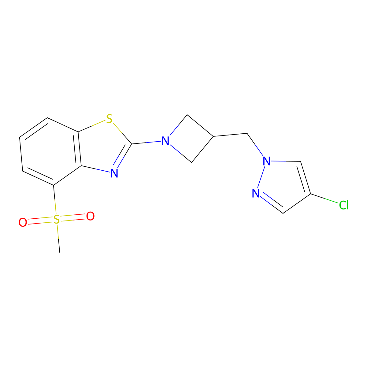 2-{3-[(4-chloro-1H-pyrazol-1-yl)methyl]azetidin-1-yl}-4-methanesulfonyl-1,3-benzothiazole molecular structure, CAS 2548997-10-8