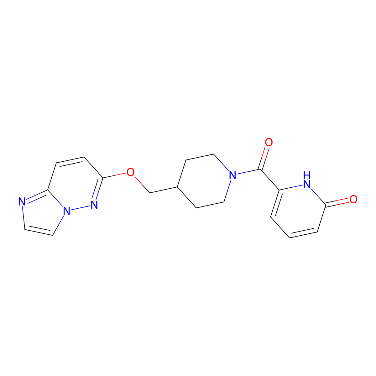 6-[4-({Imidazo[1,2-b]pyridazin-6-yloxy}methyl)piperidine-1-carbonyl]-1,2-dihydropyridin-2-one molecular structure, CAS 2548997-12-0