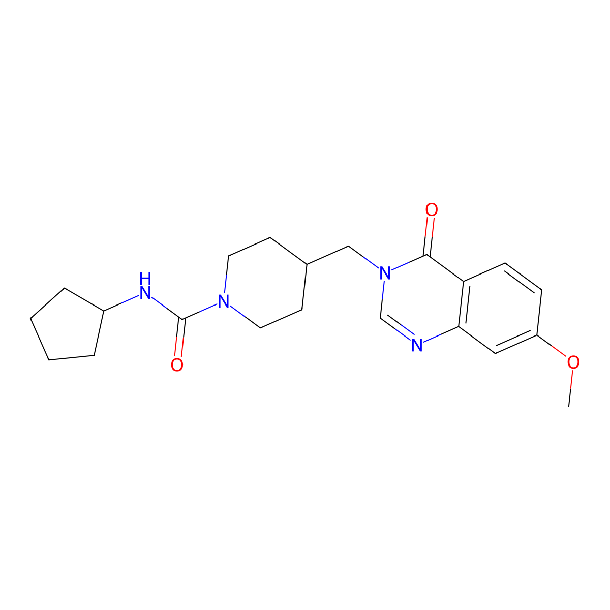 N-cyclopentyl-4-[(7-methoxy-4-oxo-3,4-dihydroquinazolin-3-yl)methyl]piperidine-1-carboxamide molecular structure, CAS 2548997-14-2