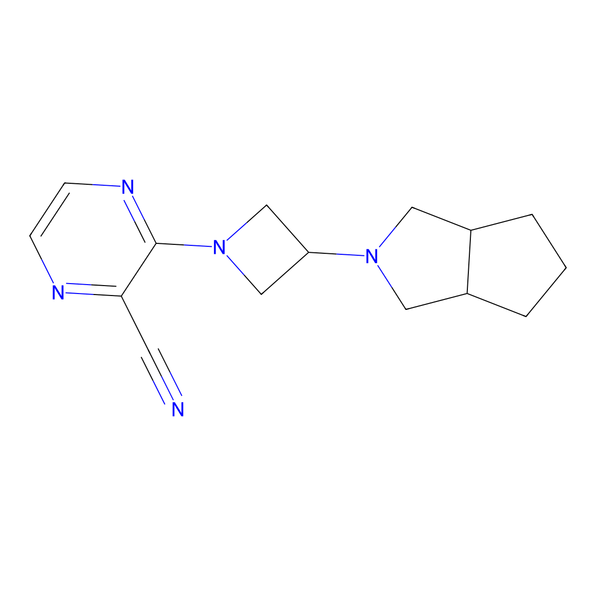3-(3-{Octahydrocyclopenta[c]pyrrol-2-yl}azetidin-1-yl)pyrazine-2-carbonitrile molecular structure, CAS 2548997-15-3