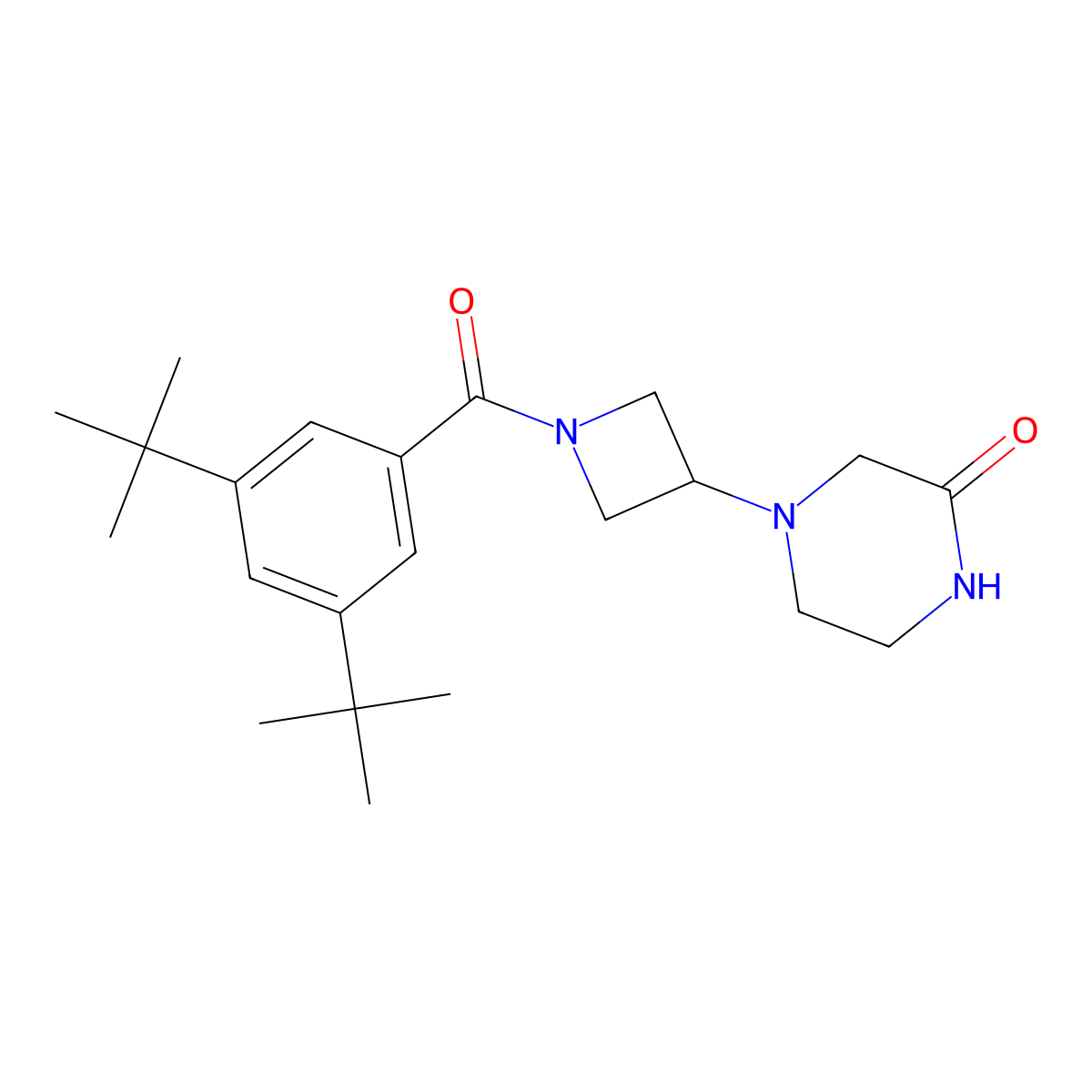 4-[1-(3,5-Di-tert-butylbenzoyl)azetidin-3-yl]piperazin-2-one molecular structure, CAS 2548997-23-3