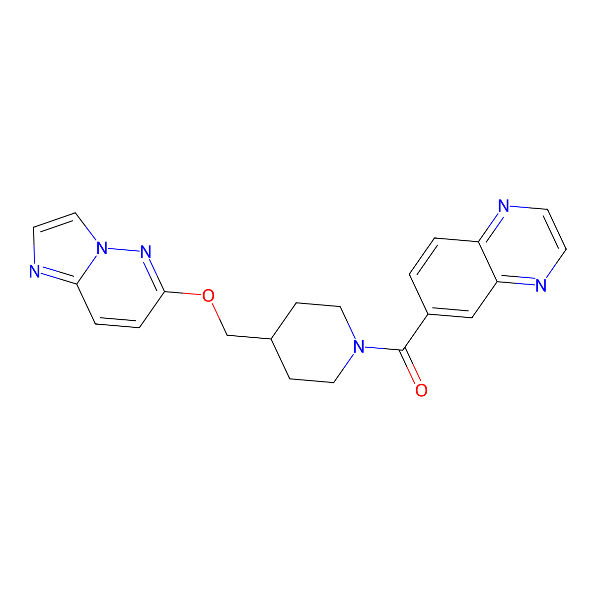 6-[4-({Imidazo[1,2-b]pyridazin-6-yloxy}methyl)piperidine-1-carbonyl]quinoxaline molecular structure, CAS 2548997-26-6