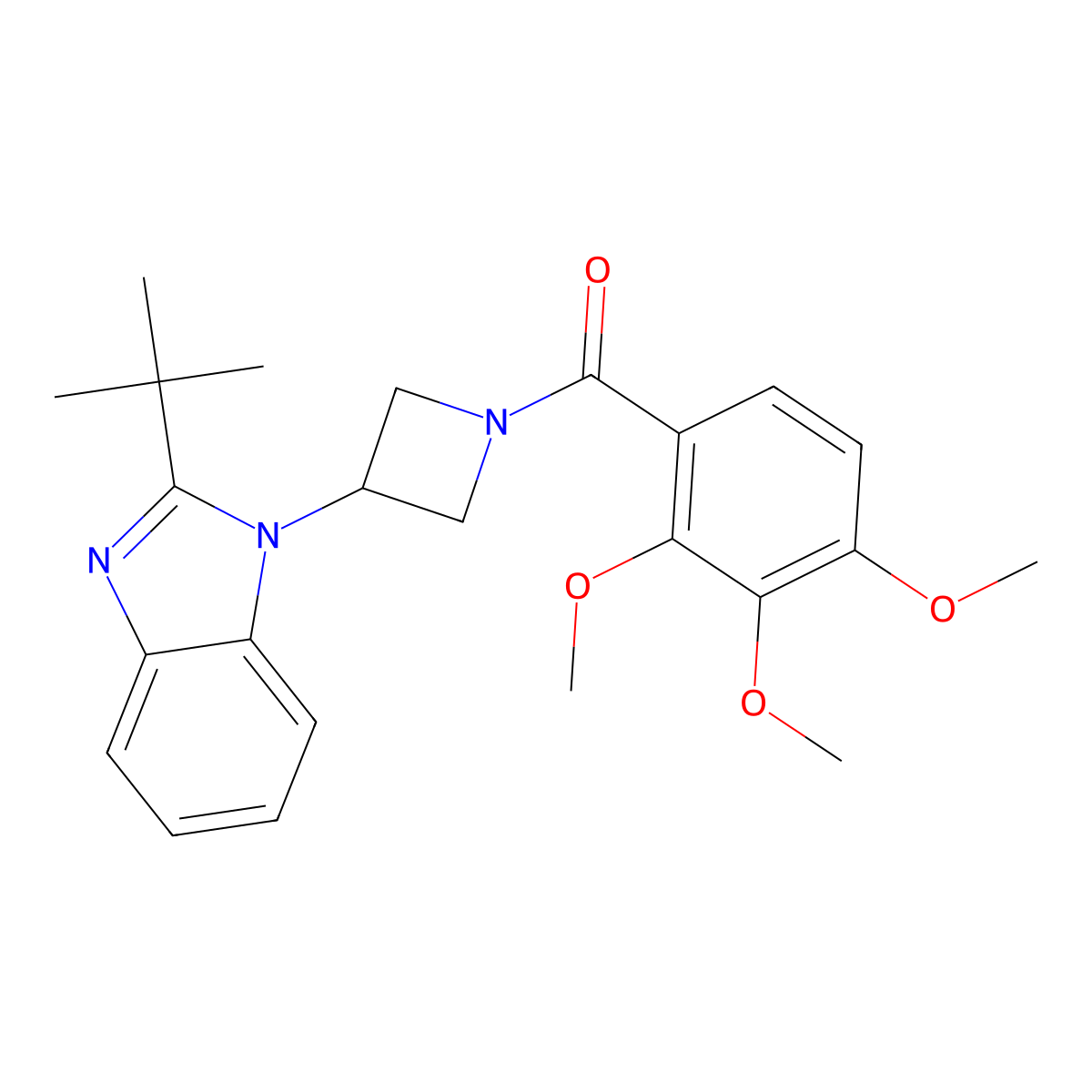2-tert-butyl-1-[1-(2,3,4-trimethoxybenzoyl)azetidin-3-yl]-1H-1,3-benzodiazole molecular structure, CAS 2548997-30-2