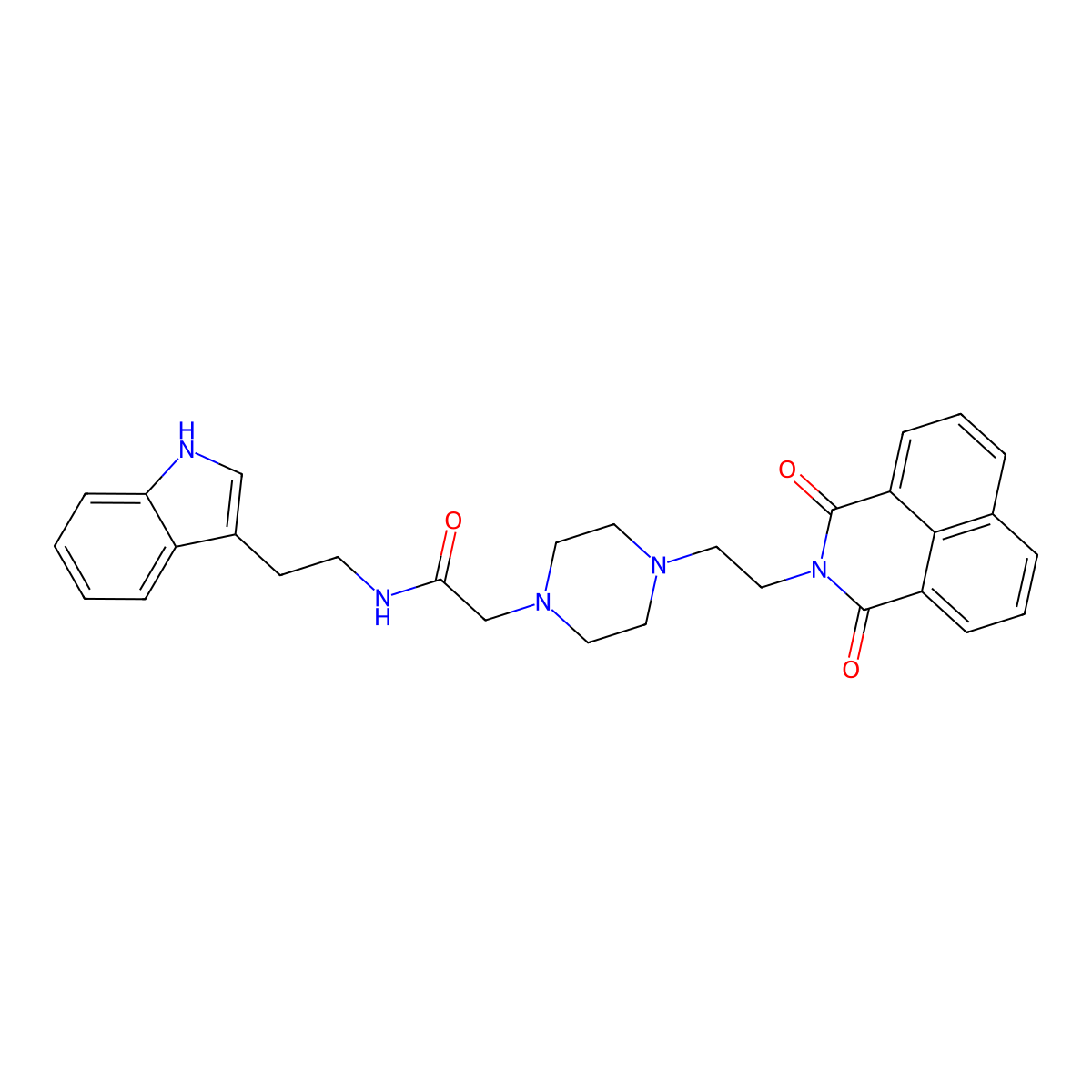 2-[4-(2-{2,4-dioxo-3-azatricyclo[7.3.1.0^{5,13}]trideca-1(13),5,7,9,11-pentaen-3-yl}ethyl)piperazin-1-yl]-N-[2-(1H-indol-3-yl)ethyl]acetamide molecular structure, CAS 2548997-33-5