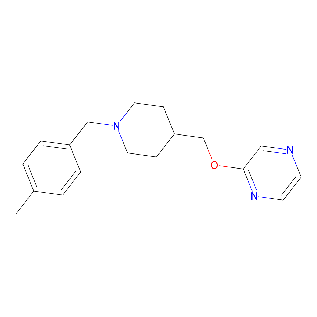 2-({1-[(4-Methylphenyl)methyl]piperidin-4-yl}methoxy)pyrazine molecular structure, CAS 2548997-34-6