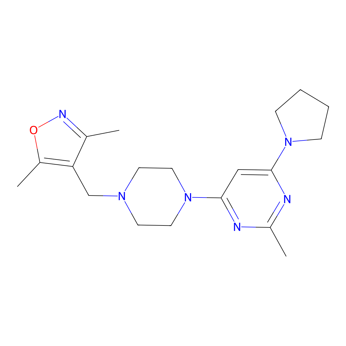 4-{4-[(3,5-Dimethyl-1,2-oxazol-4-yl)methyl]piperazin-1-yl}-2-methyl-6-(pyrrolidin-1-yl)pyrimidine molecular structure, CAS 2548997-36-8